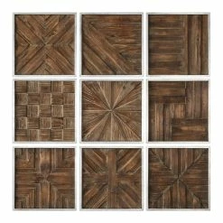 UTTERMOST Wall Sculptures + Decor BRYNDLE WOOD SQUARES WALL DECOR | SET OF 9