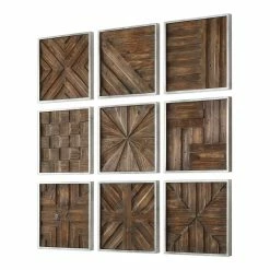 UTTERMOST Wall Sculptures + Decor BRYNDLE WOOD SQUARES WALL DECOR | SET OF 9