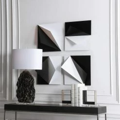 UTTERMOST BLACK + WHITE ORIGAMI METAL WALL ART | SET OF 4