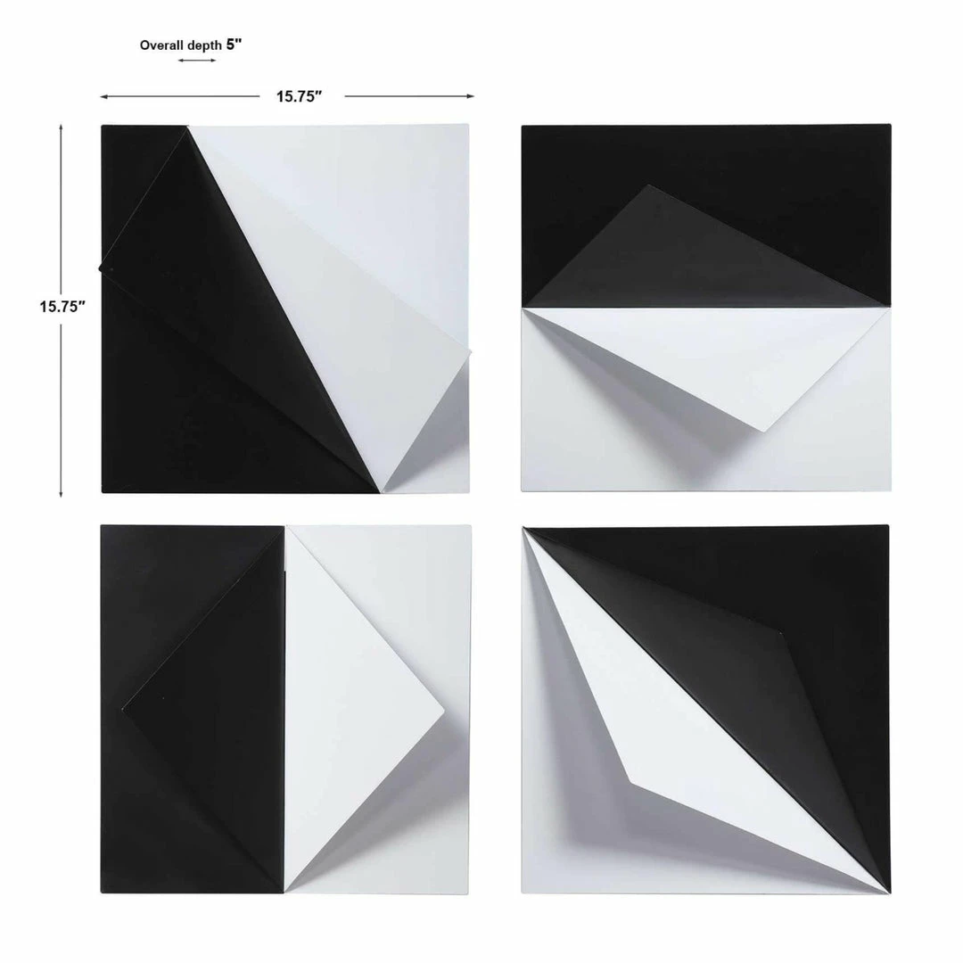 Cheap ๐ UTTERMOST BLACK + WHITE ORIGAMI METAL WALL ART | SET OF 4 โค๏ธ 4 UTTERMOST BLACK + WHITE ORIGAMI METAL WALL ART | SET OF 4
