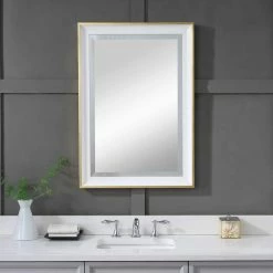 UTTERMOST GEMMA GLOSS WHITE + GOLD VANITY MIRROR Mirrors