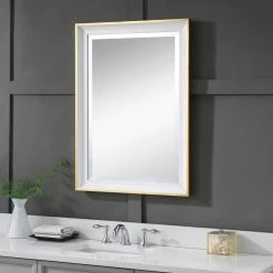 UTTERMOST GEMMA GLOSS WHITE + GOLD VANITY MIRROR Mirrors