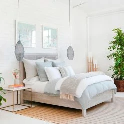 DOVETAIL GENEVA GREY WASH CANE PANEL BED