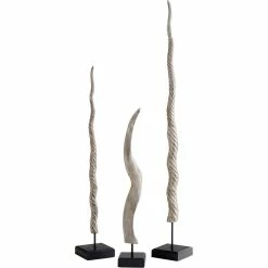 CYAN ADDAX WHITE WASH WOOD HORN SCULPTURES Pillows + Decor