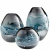 CYAN WHIRLPOOL BLUE GLASS VASE