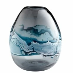 New ⭐ CYAN WHIRLPOOL BLUE GLASS VASE 😍 22 CYAN WHIRLPOOL BLUE GLASS VASE