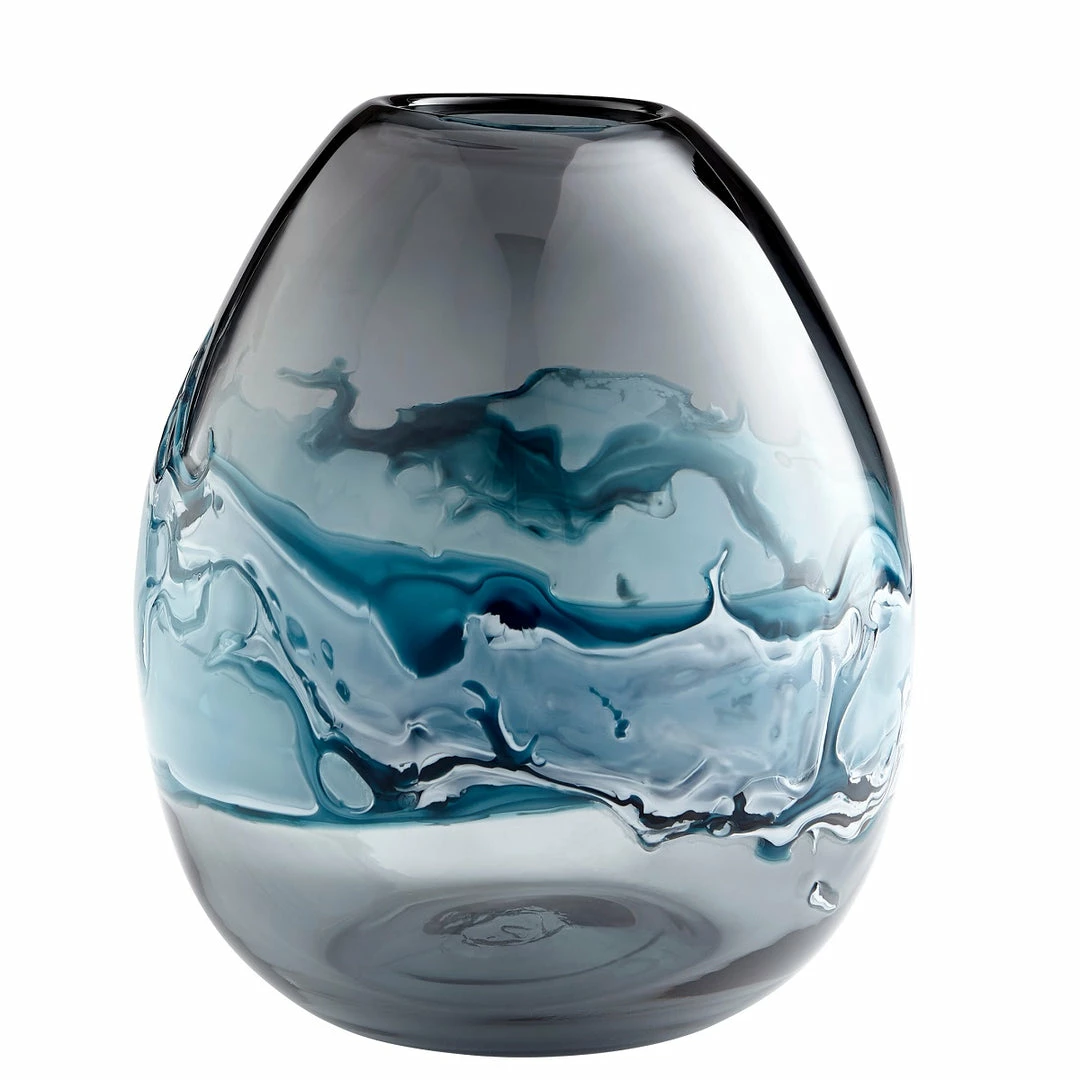 New ⭐ CYAN WHIRLPOOL BLUE GLASS VASE 😍 11 CYAN WHIRLPOOL BLUE GLASS VASE