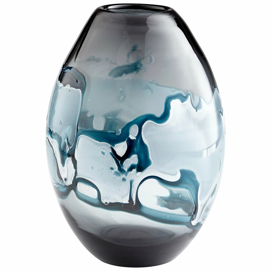 New ⭐ CYAN WHIRLPOOL BLUE GLASS VASE 😍 6 CYAN WHIRLPOOL BLUE GLASS VASE