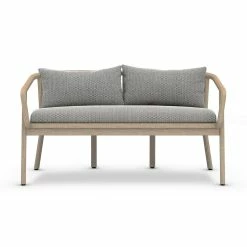 FOUR HANDS TATE OUTDOOR TEAK BENCH: WASHED BROWN