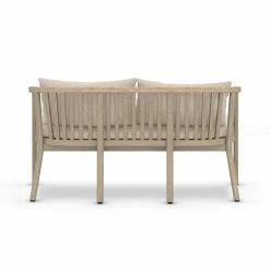 FOUR HANDS TATE OUTDOOR TEAK BENCH: WASHED BROWN