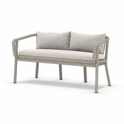 FOUR HANDS TATE OUTDOOR TEAK BENCH: WEATHERED GREY