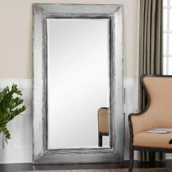 UTTERMOST Mirrors LUCAS ANTIQUE SILVER LEAF FLOOR MIRROR