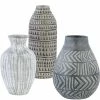 UTTERMOST Accessories NATCHEZ GREY TRIBAL EARTHENWARE VASES | SET OF 3
