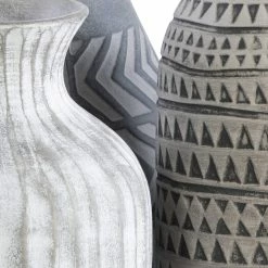 UTTERMOST Accessories NATCHEZ GREY TRIBAL EARTHENWARE VASES | SET OF 3