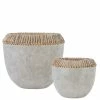 UTTERMOST Pillows + Decor CONCRETE + RATTAN EARTHENWARE BOWLS | SET OF 2