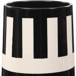UTTERMOST BLACK + WHITE STRIPED CERAMIC VASES | SET OF 2 Pillows + Decor
