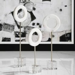 UTTERMOST Pillows + Decor WHITE MARBLE RING SCULPTURES | SET OF 3