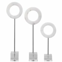 UTTERMOST Pillows + Decor WHITE MARBLE RING SCULPTURES | SET OF 3