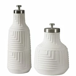 UTTERMOST CHANDRA WHITE CERAMIC CONTAINERS | SET OF 2 Pillows + Decor