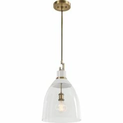 UTTERMOST EVANGELINE AGED BRASS & WHITE PENDANT