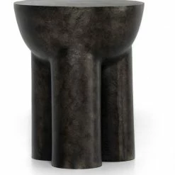 FOUR HANDS SANTE END TABLE: RAW BLACK