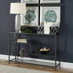 UTTERMOST AGED GUNMETAL DISPLAY CONSOLE