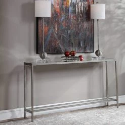 UTTERMOST SLIM SILVER MIRROR TOP CONSOLE