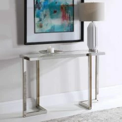 Discount β UTTERMOST LOCKE DUAL TONE POLISHED STEEL CONSOLE π 8 UTTERMOST LOCKE DUAL TONE POLISHED STEEL CONSOLE