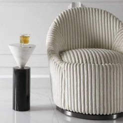 UTTERMOST TOP HAT BLACK + WHITE MARBLE ACCENT TABLE