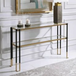UTTERMOST KENTMORE BLACK + GOLD CONSOLE TABLE Living Room