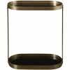 UTTERMOST BRASS OVAL + BLACK GLASS SHELF TABLE