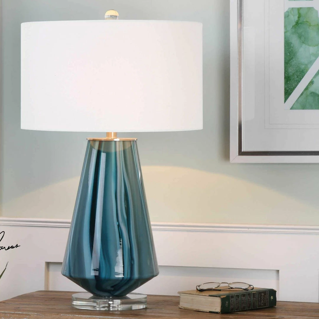 Hot Sale π UTTERMOST Lighting JACE BLUE GLASS LAMP π₯° 2 UTTERMOST Lighting JACE BLUE GLASS LAMP