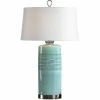 UTTERMOST RILA AQUA BLUE CERAMIC OVAL LAMP