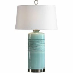 UTTERMOST RILA AQUA BLUE CERAMIC OVAL LAMP
