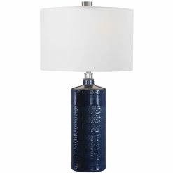 UTTERMOST Lighting ROYAL BLUE GLAZE EMBOSSED CERAMIC LAMP