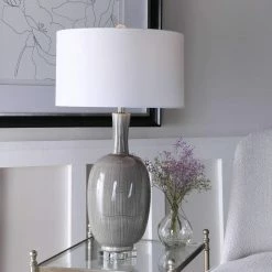 UTTERMOST FLOKI GREY CRACKLE GLAZE CERAMIC LAMP Lighting