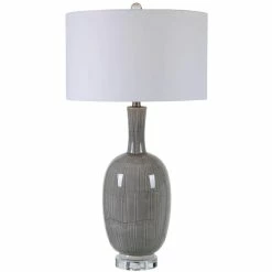UTTERMOST FLOKI GREY CRACKLE GLAZE CERAMIC LAMP Lighting