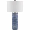 UTTERMOST WHITE + INDIGO STRIPED CERAMIC TABLE LAMP Lighting