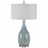 UTTERMOST AQUA CRACKLE GLAZE CERAMIC TABLE LAMP