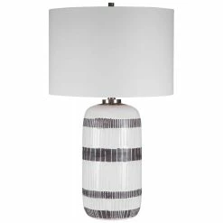 UTTERMOST GRANGER TEXTURED WHITE STRIPED TABLE LAMP Lighting