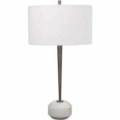 UTTERMOST SCULPTED WHITE MARBLE BALL FOOT LAMP