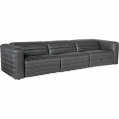 HOOKER Living Room CHATELIAN POWER RECLINER LEATHER SOFA: STATELY GREY