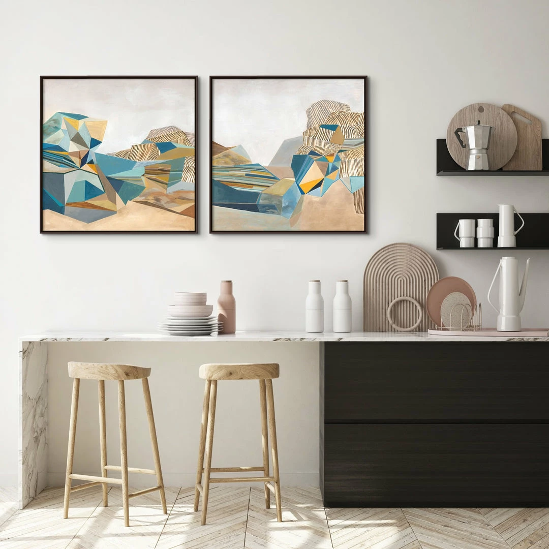Best Pirce ⌛ L ART Wall Art "GEOMETRIC LANDSCAPE" CANVAS ART DIPTYCH 🎁 3 L ART Wall Art "GEOMETRIC LANDSCAPE" CANVAS ART DIPTYCH