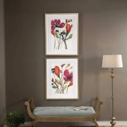 UTTERMOST Wall Art "VIVID ARRANGEMENT" GLASS FRAMED PRINTS | SET OF 2