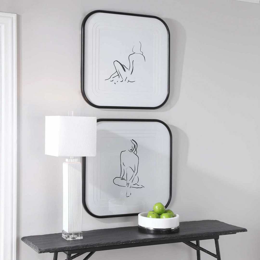 Discount π UTTERMOST "FEMININE SKETCH" GLASS FRAMED PRINTS | SET OF 2 Wall Art π 3 UTTERMOST "FEMININE SKETCH" GLASS FRAMED PRINTS | SET OF 2 Wall Art