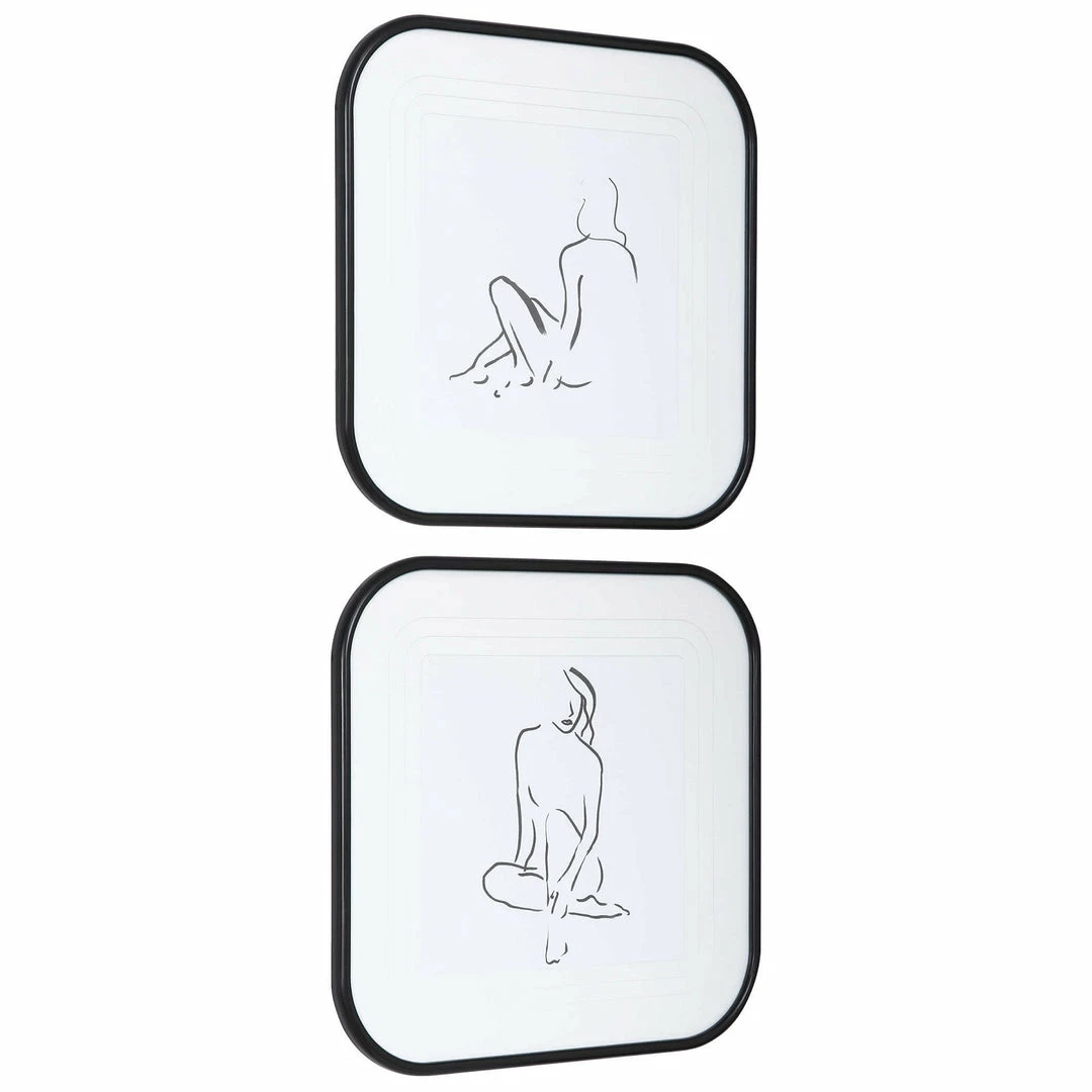 Discount π UTTERMOST "FEMININE SKETCH" GLASS FRAMED PRINTS | SET OF 2 Wall Art π 4 UTTERMOST "FEMININE SKETCH" GLASS FRAMED PRINTS | SET OF 2 Wall Art