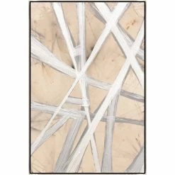 L ART "SILVER PATHS II" NATURAL CANVAS HAND PAINTING