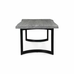 MOES Furniture BENT IRON WEATHERED GREY LIVE-EDGE DINING TABLE