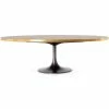 FOUR HANDS Furniture 98"OVAL BRASS BANDED OAK TULIP DINING TABLE