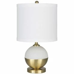 SURYA ASKEW BULB LAMP: WHITE, BRASS Lighting